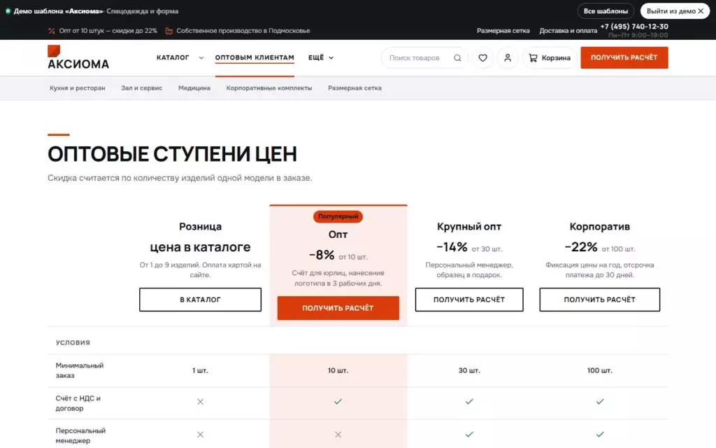 Аксиома — Оптовые цены